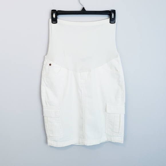 NWT Hudson Jeans Maternity Cargo Denim Skirt Off White Stretchy 27 - Picture 5 of 14